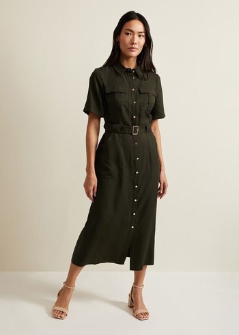 Phase Eight Willow Utility Dress Green Canada | DQLTSF-108